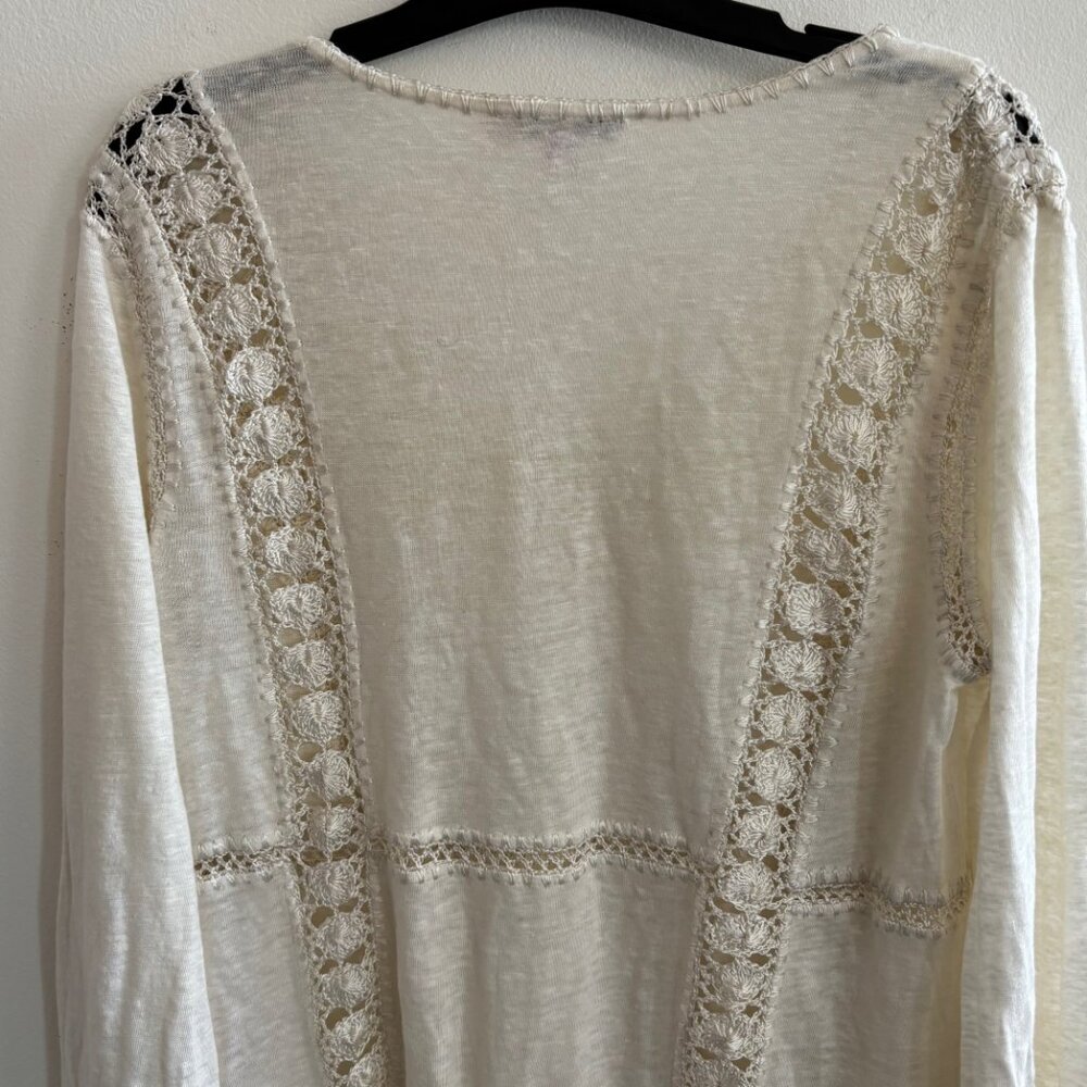 Calypso St. Barth Linen Tunic Boho Crochet Fringe | Small - Picture 5 of 6